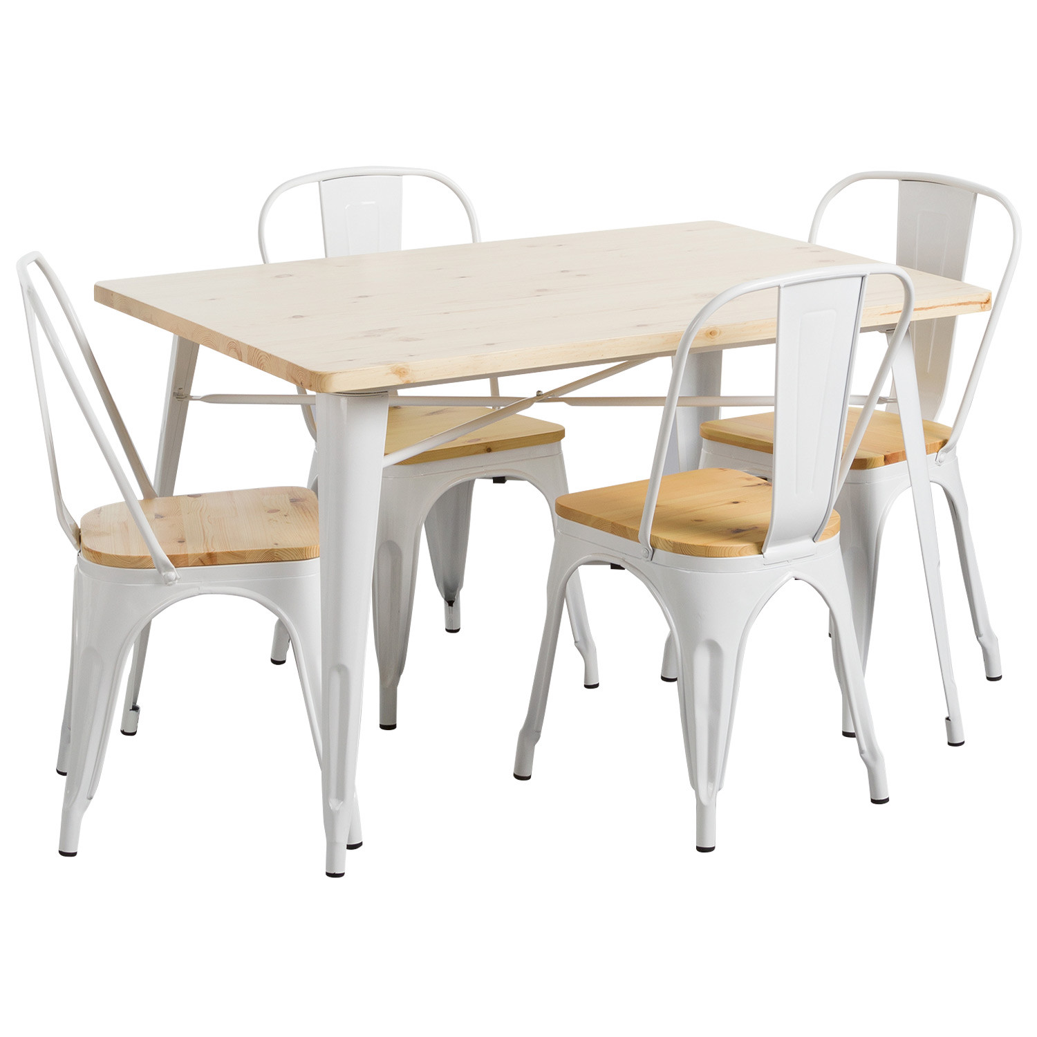 Conjunto de jantar Mesa retangular e 4 cadeiras Madeira de ferro Estilo industrial Thinia Home Conjunto de mesa e cadeira de jan